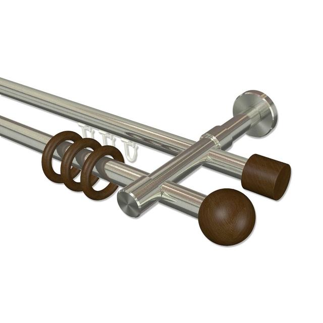 Robby Curtain Pole Set Symple Stuff Size: 5cm H x 240cm W x 15cm D, Finish: Stainless Steel/Walnut Lacquered on Productcaster.