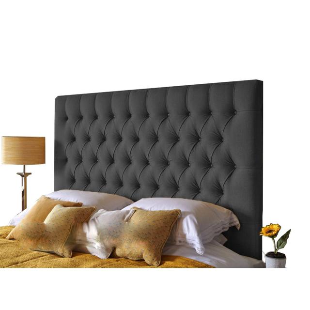 Nilsa Upholstered Headboard Mercer41 Colour: Charcoal, Size: Small Double (4') on Productcaster.