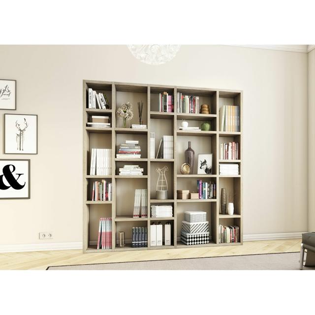 Jena 221cm H x 214cm W Geometric Bookcase Ebern Designs Colour: Sonoma Oak on Productcaster.