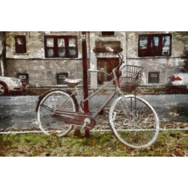 Painted Bike On Street - Wrapped Canvas Art Prints Borough Wharf Size: 30cm H x 46cm W x 3.8cm D on Productcaster.