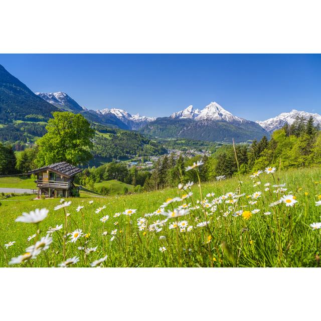 Alpine Scenery with Mountain Chalet in Summer - Wrapped Canvas Photograph Union Rustic Size: 81cm H x 122cm W on Productcaster.