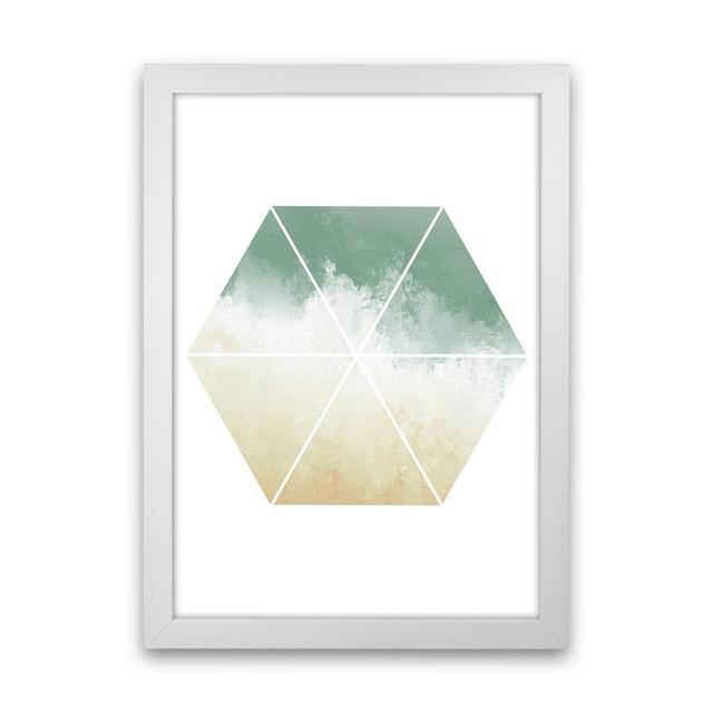 Green and Beige Watercolour Hexagon Abstract by Pixy Paper - Graphic Art Corrigan Studio Format: White Framed, Size: 42cm H x 29.7cm W x 3cm D on Productcaster.