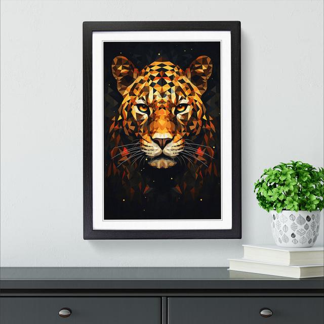 Leopard Geometric Latitude Vive Size: 46cm H x 34cm W x 2cm D, Format: Black Framed on Productcaster.