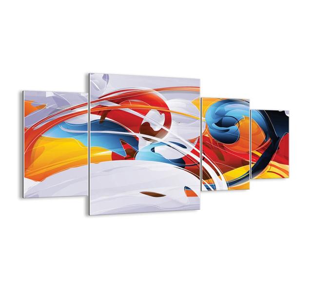 Elemental Dance - 4 Piece Unframed Painting Print Set on Glass Ebern Designs Size: 90cm H x 160cm W x 1.8cm D on Productcaster.