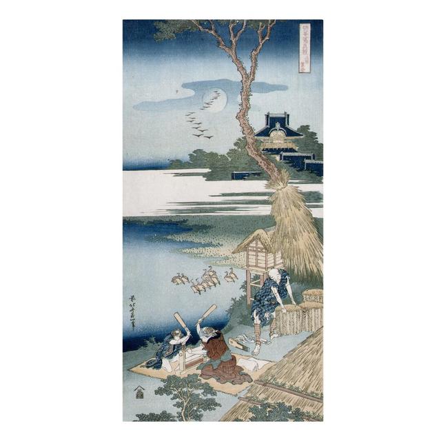 Katsushika Hokusai - A peasant family beats the laundry in the moonlight Rosalind Wheeler Size: 120cm H x 60cm W on Productcaster.