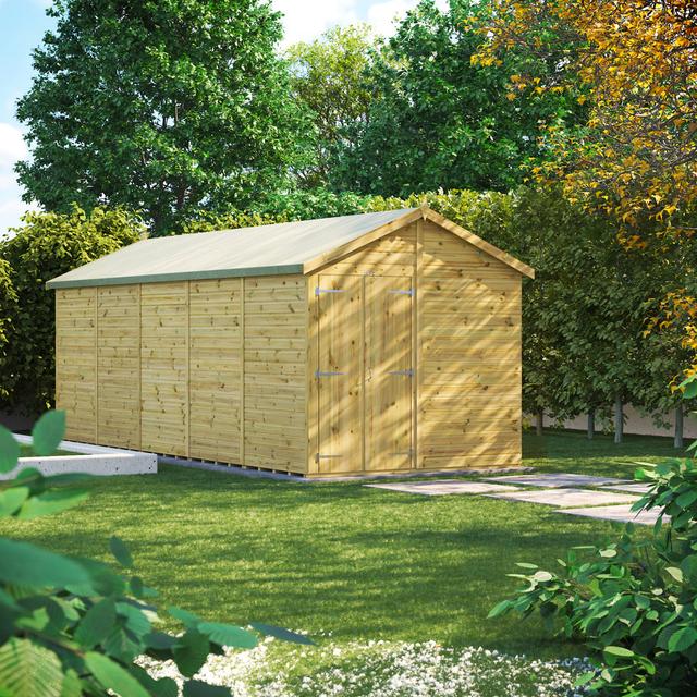 8 ft. W x 20 ft. D Power Double Door Premium Apex Pressure Treated Windowless Shed POWERSHEDS on Productcaster.