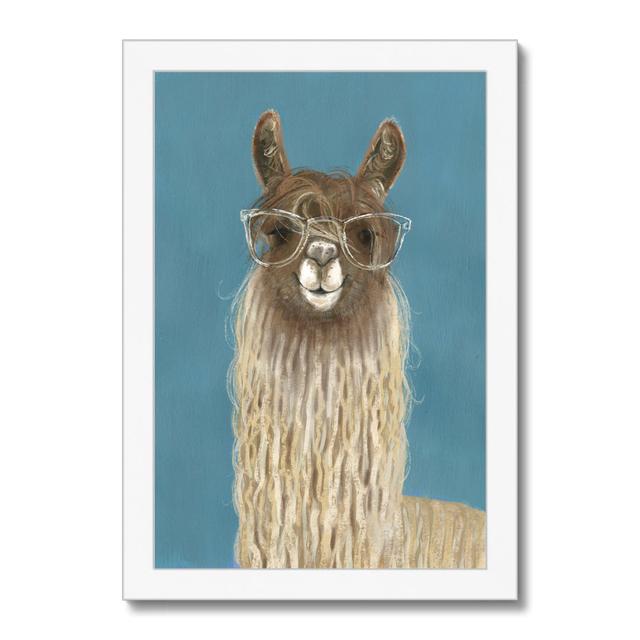 Llama Specs IV by Victoria Borges - Wrapped Canvas Painting Print Marlow Home Co. Size: 95cm H x 65cm W, Format: White Framed Paper Print on Productcaster.