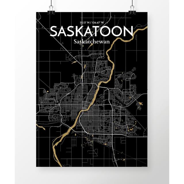 Saskatoon city map - Unframe Graphic Art Print on Paper East Urban Home Size: 61cm H x 45.7cm W on Productcaster.