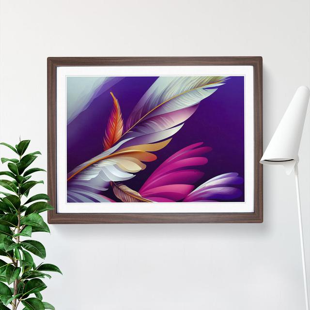 Lush Bird Feathers - Single Picture Frame Print 17 Stories Size: 34cm H x 46cm W x 2cm D, Frame Colour: Walnut on Productcaster.