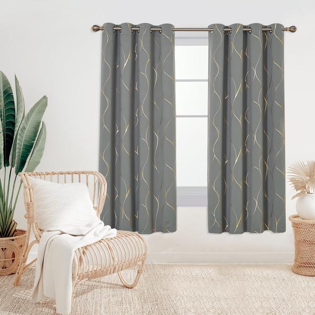 Valmar Ivy Bronx Wave Foil Printed Thermal Insulated Curtains Room Darkening Curtains Eyelet Curtains Ivy Bronx Panel Size: Width 168 x Drop 183cm, Co on Productcaster.