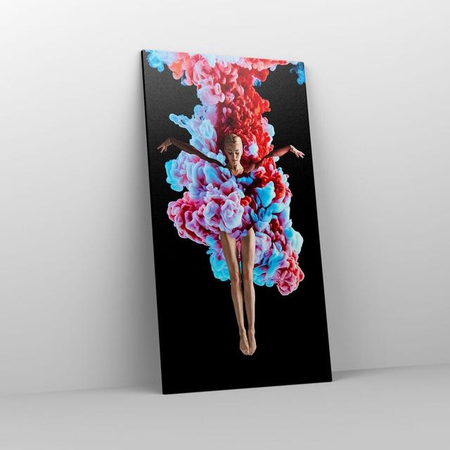 Girl Colorful Smoke - Wrapped Canvas Photograph Ebern Designs Size: 120cm H x 65cm W x 1.8cm D on Productcaster.