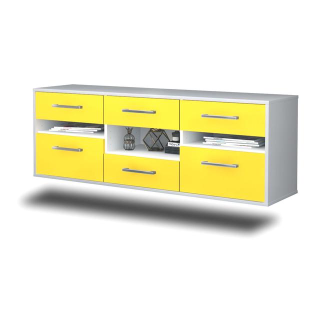 Arlington TV stand, color: black/white, flying/metal handles, size: 92 x 49 x 35cm Brayden Studio Colour: Yellow/White on Productcaster.