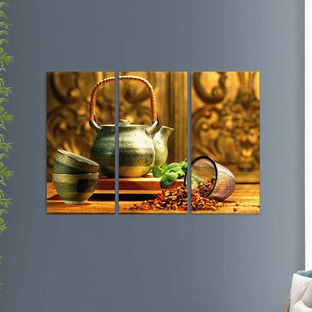 Teatime 3 Piece Photographic Print on Canvas Set East Urban Home Size: 100cm H x 150cm W x 2cm D on Productcaster.