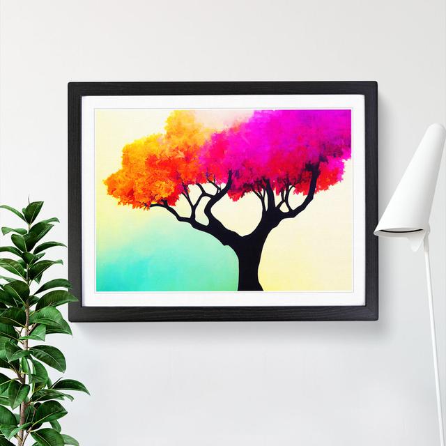 Enthralling Colourful Tree Abstract - Picture Frame Painting Marlow Home Co. Size: 46cm H x 64cm W x 2cm D, Frame Colour: Black on Productcaster.