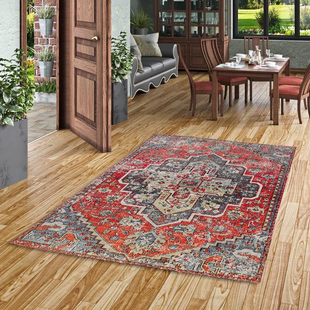 Hemphill Red/Grey Rug Latitude Vive Rug Size: Rectangle 160 x 230cm on Productcaster.