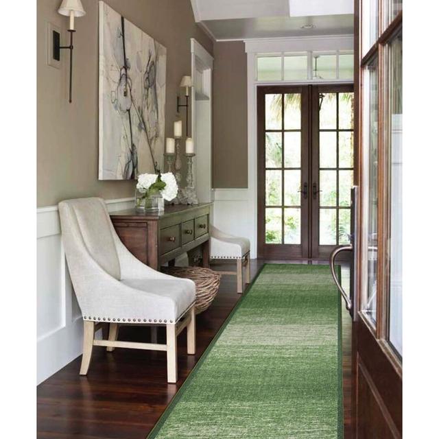 Annetrud Abstract Machine Woven Green Area Rug 17 Stories Rug Size: Runner 66 x 152cm on Productcaster.