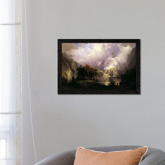 View Of Rocky Mountains by Albert Bierstadt - Painting on Canvas East Urban Home Size: 45.72cm H x 66.04cm W x 3.81cm D, Frame Option: Black Framed on Productcaster.