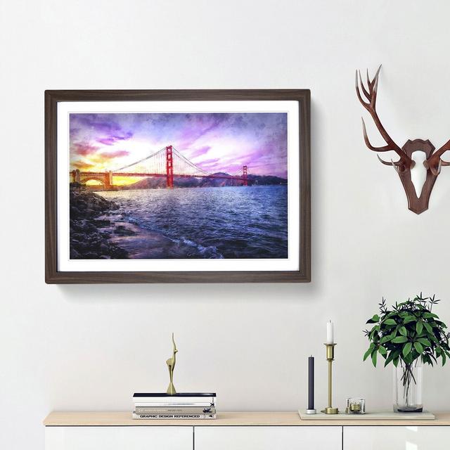 Golden Gate Bridge in San Francisco - Picture Frame Graphic Art Print East Urban Home Frame Option: Walnut Framed, Size: 33cm H x 45cm W x 2cm D on Productcaster.