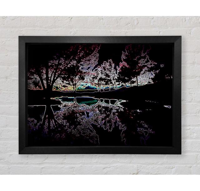 Abstract Neon Landscape 13 - Print Ebern Designs Size: 100cm H x 141.4cm W x 3.4cm D, Format: Black Framed Paper on Productcaster.