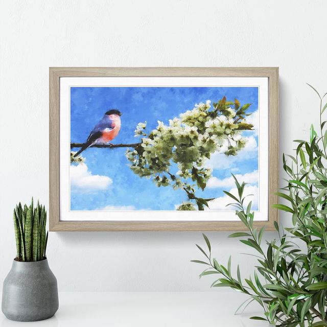 Bullfinch Bird on a Tree - Picture Frame Painting East Urban Home Size: 36cm H x 48cm W x 2cm D, Frame Option: Oak Framed on Productcaster.