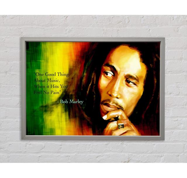 Music Quote Bob Marley Feel No Pain Framed Print Happy Larry Size: 84.1cm H x 118.9cm W x 3.3cm D on Productcaster.