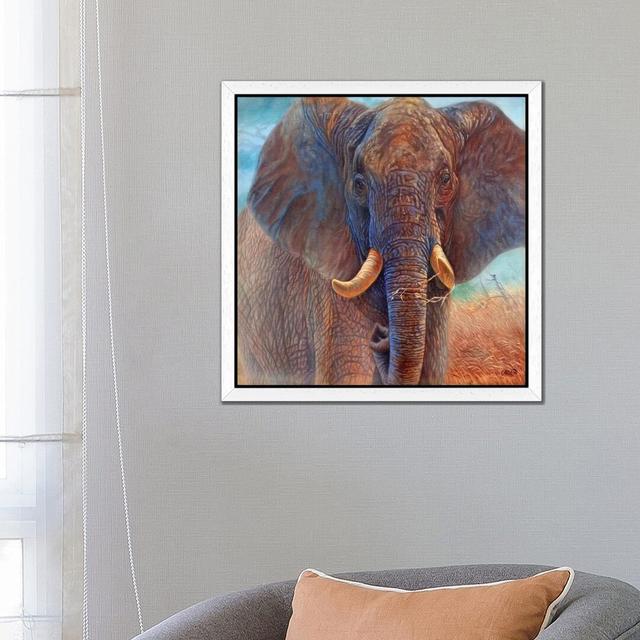 Giant (Elephant) by Cory Carlson - Painting Print on Canvas East Urban Home Size: 66.04cm H x 66.04cm W x 3.81cm D, Frame Option: White Framed on Productcaster.