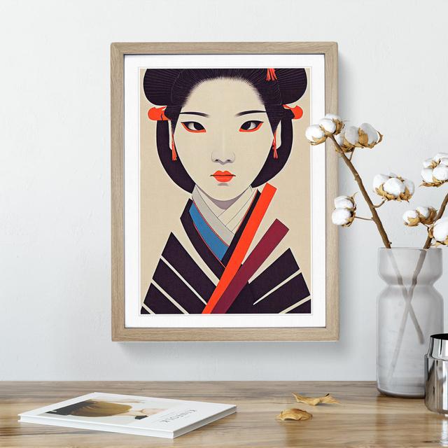 View of a Geisha No.1 - Picture Frame Graphic Art Latitude Vive Size: 64cm H x 46cm W x 2cm D, Frame Colour: Oak Framed on Productcaster.