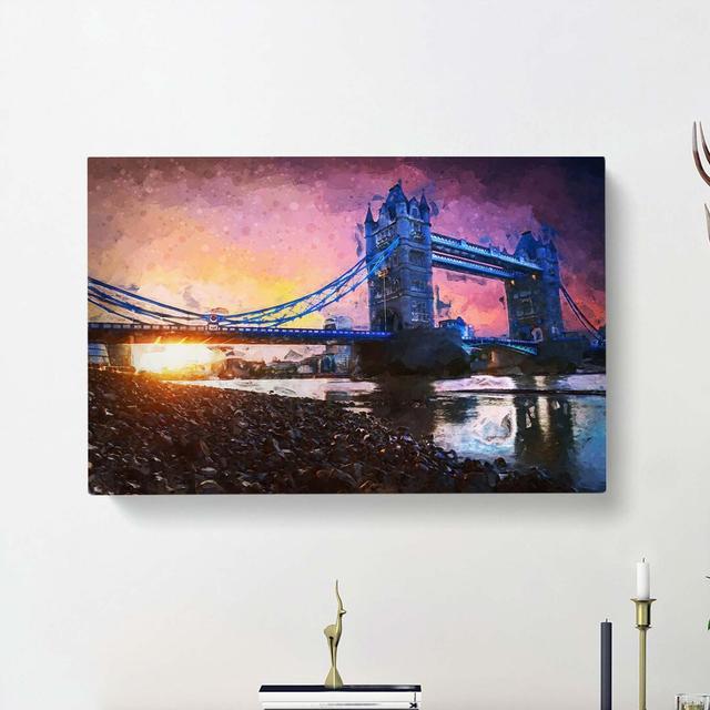 Tower Bridge In London England In Abstract - Wrapped Canvas Painting East Urban Home Size: 50cm H x 76cm W x 3cm D on Productcaster.