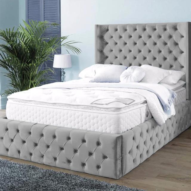 Upholstered Standard Bed Britainsleep Size: Super King (6'), Colour: Silver on Productcaster.