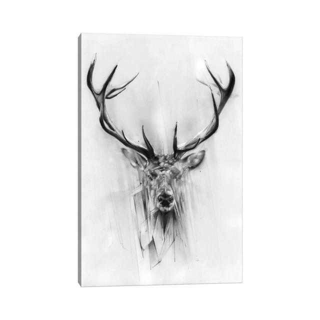 Red Deer by Alexis Marcou - Graphic Art Print on Canvas East Urban Home Size: 66.04cm H x 45.72cm W x 3.81cm D, Frame Option: White Framed on Productcaster.