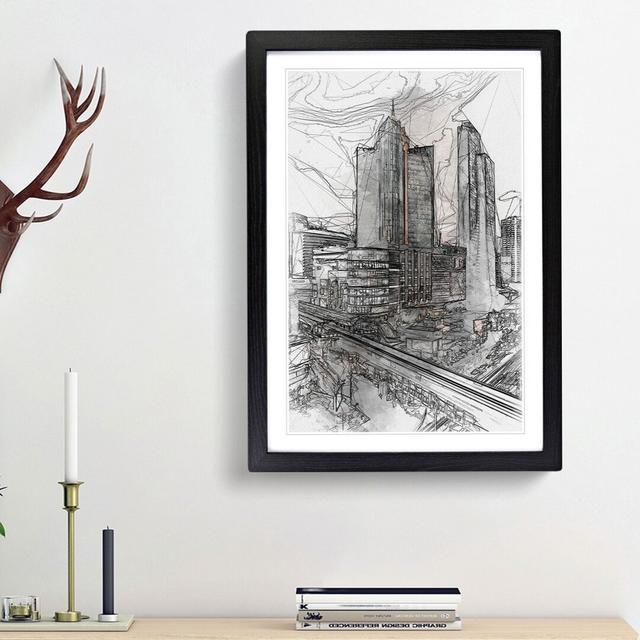 Skyline of Bangkok Thailand in Abstract - Picture Frame Graphic Art Print East Urban Home Frame Option: Black Framed, Size: 36cm H x 27cm W x 2cm D on Productcaster.