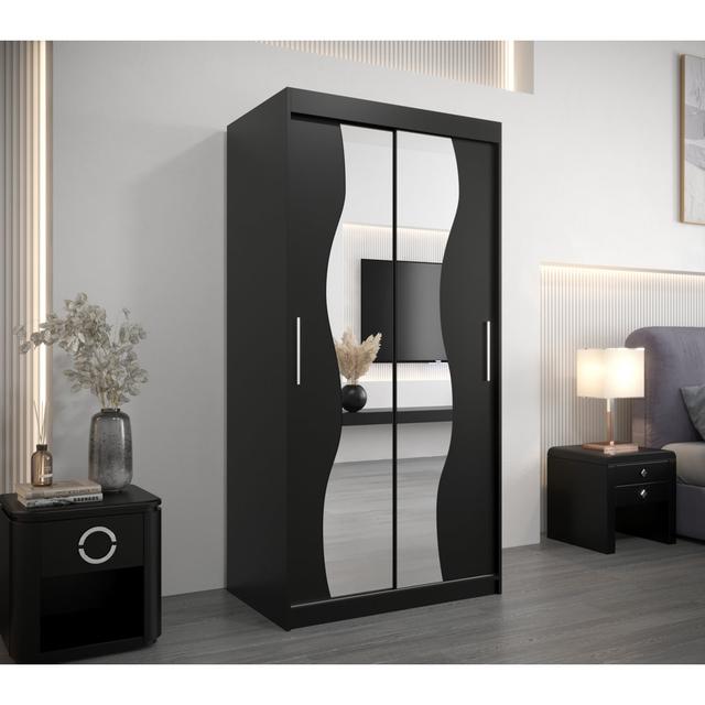 Plainsboro 2 Door Wardrobe Metro Lane Finish: Black Matt, Size: 200Cm H x 100Cm W x 62Cm D on Productcaster.