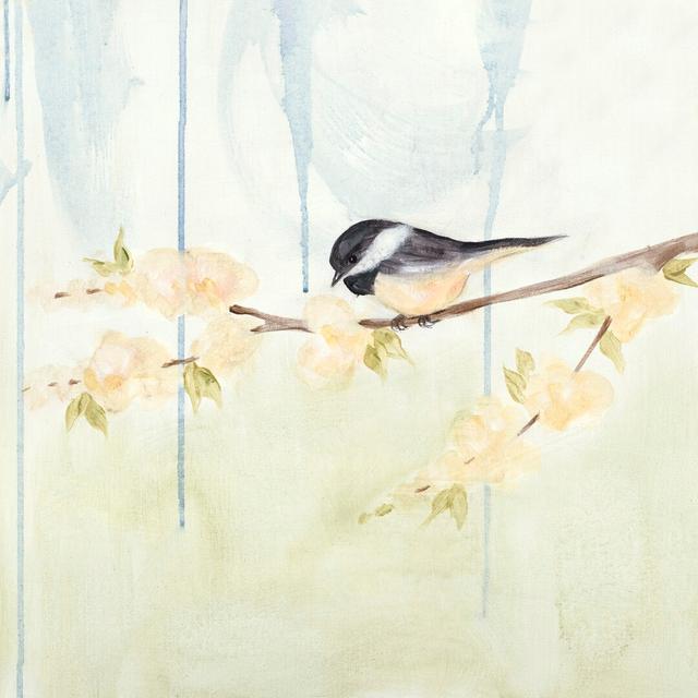 Spring Chickadees III by Jade Reynolds - Print Brambly Cottage Size: 122cm H x 122cm W x 3.8cm D on Productcaster.