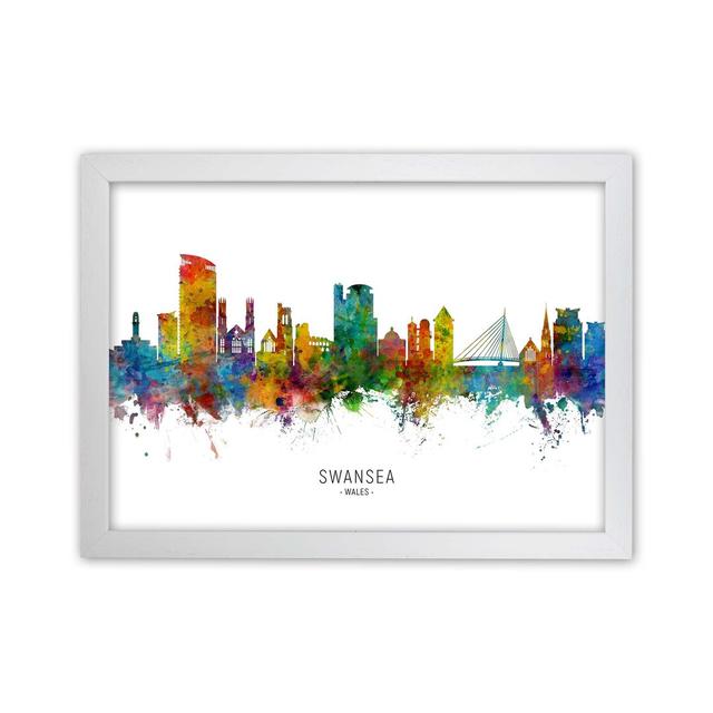 Swansea Wales Skyline by Michael Tompsett - Graphic Art Ebern Designs Format: White Framed, Size: 34cm H x 46cm W x 3cm D on Productcaster.