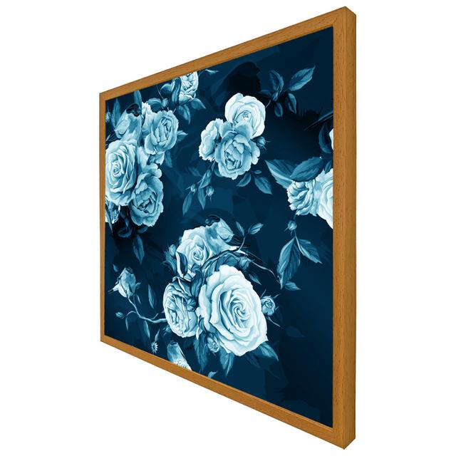 Heartwell Winter Blue Roses - Single Picture Frame Print ClassicLiving Size: 51cm H x 51cm W x 4cm D, Frame Colour: Oak Framed on Productcaster.