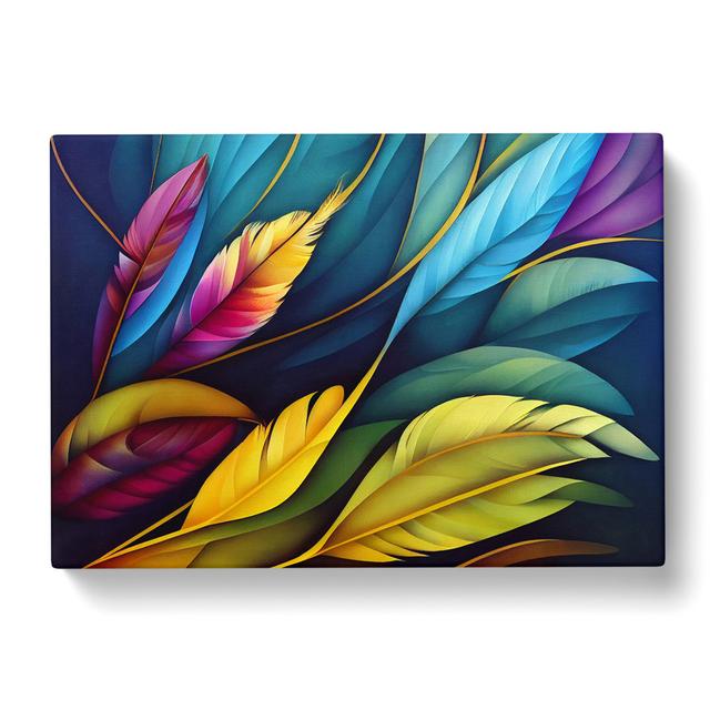 Colourful Bird Feathers Vol.4 - Wrapped Canvas Graphic Art Latitude Vive Size: 35cm H x 50cm W x 3cm D on Productcaster.