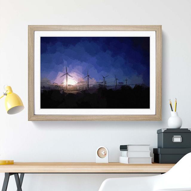 Wind Turbines in California in Abstract - Picture Frame Graphic Art Print East Urban Home Size: 60cm H x 91cm W x 2cm D, Frame Option: Oak on Productcaster.