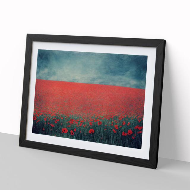 Resplendent Poppy Field Flowers - Picture Frame Painting 17 Stories Size: 46cm H x 64cm W x 2cm D, Frame Colour: Black Framed on Productcaster.