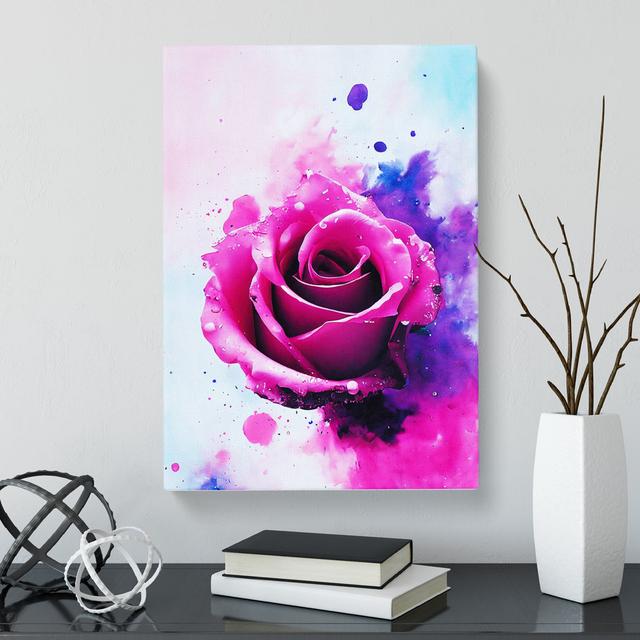 Travolta Rose Flower Paint Splatter Vol.2 - Wrapped Canvas Print Marlow Home Co. Size: 76cm H x 50cm W on Productcaster.