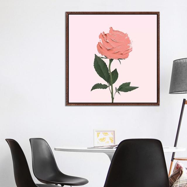 Stroke Rose by Paul Fuentes - Print on Canvas Latitude Run Frame Option: Brown Framed, Size: 93.98cm H x 93.98cm W x 3.81cm D on Productcaster.