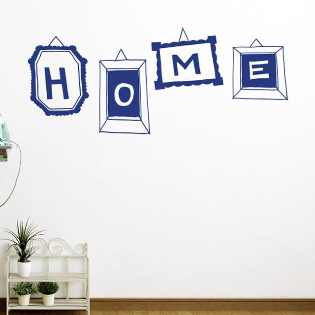 Home Sign In Different Frames Wall Sticker 17 Stories Colour: Dark Blue, Size: Large on Productcaster.