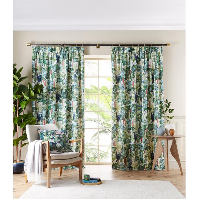 Waterlily Polyester Room Darkening Pinch Pleat Curtain Pair Wedgwood Panel Size: 228 W x 228 D cm on Productcaster.