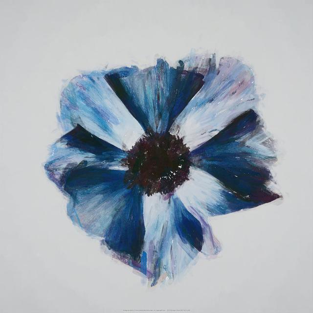 Brushed Blue Flower - Wrapped Canvas Painting ClassicLiving Size: 91cm H x 91cm W x 3.8cm D on Productcaster.