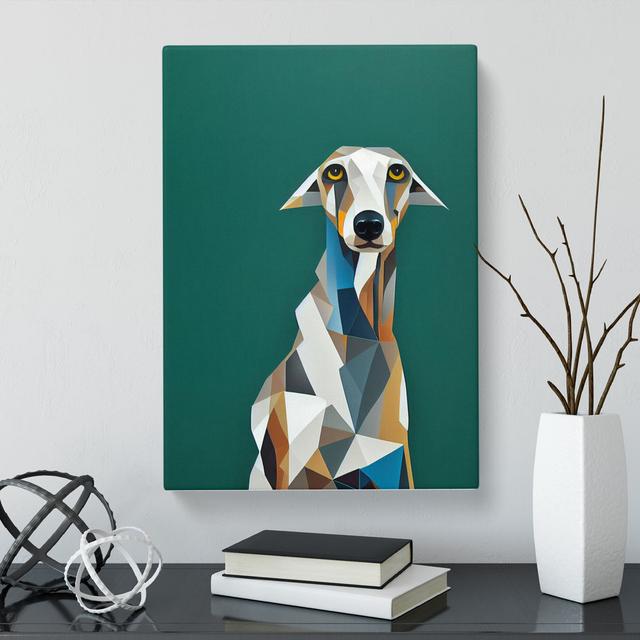 Greyhound Geometric - Wrapped Canvas Graphic Art Marlow Home Co. Size: 60cm H x 40cm W x 3cm D on Productcaster.