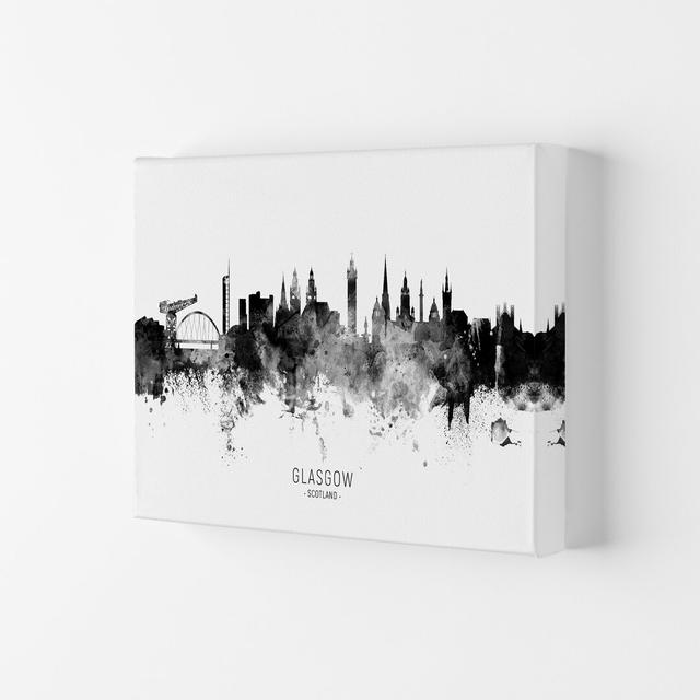 Glasgow Scotland Skyline Black White City Name by Michael Tompsett - Graphic Art Print Latitude Run Format: Wrapped Canvas, Size: 42cm H x 59.4cm W x on Productcaster.