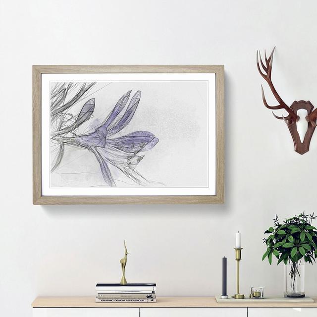 Lilac Lilly Flower in Bloom in Abstract - Picture Frame Graphic Art Print East Urban Home Frame Option: Oak Framed, Size: 36cm H x 48cm W x 2cm D on Productcaster.