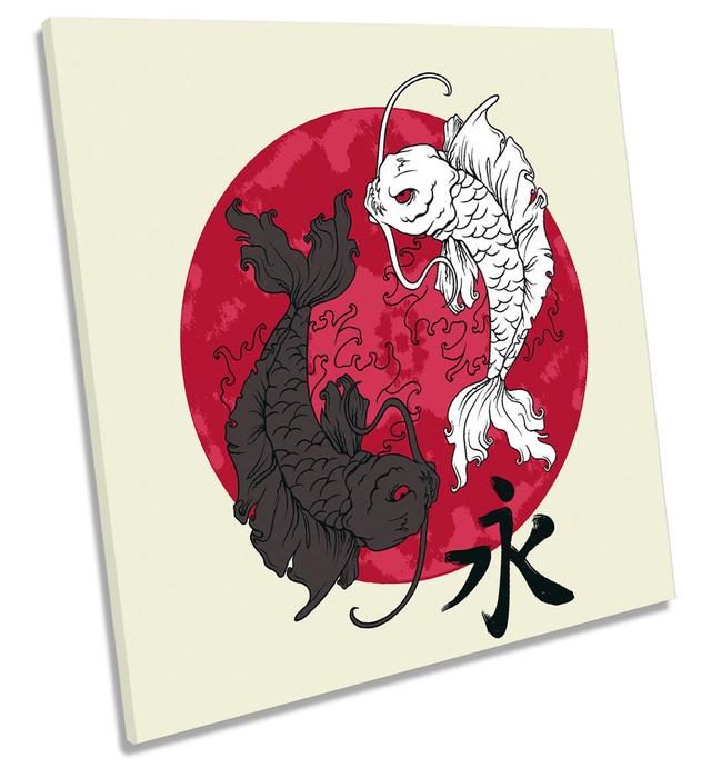 Koi Fish Japanese Picture CANVAS WALL ART Square Print Maturi Size: 76.2cm H x 76.2cm W on Productcaster.