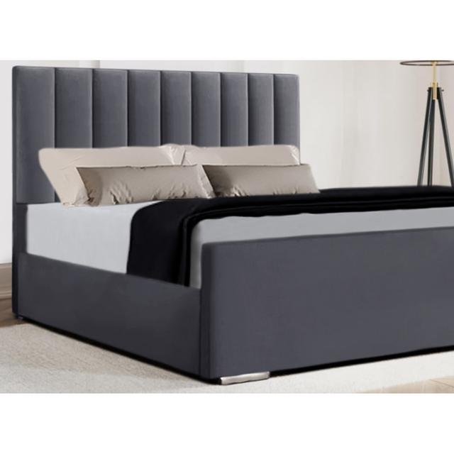 Charneco Upholstered Bed Ivy Bronx Size: Single (3'), Colour: Steel Grey on Productcaster.