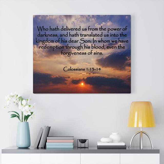 Into The Kingdom Of His Dear Son Colossians 1:13-14 - Wrapped Canvas Print Blue Elephant Size: 46cm H x 61cm W on Productcaster.