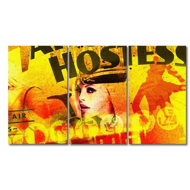 Air Hostess 3 Piece Graphic Art on Canvas Set East Urban Home on Productcaster.